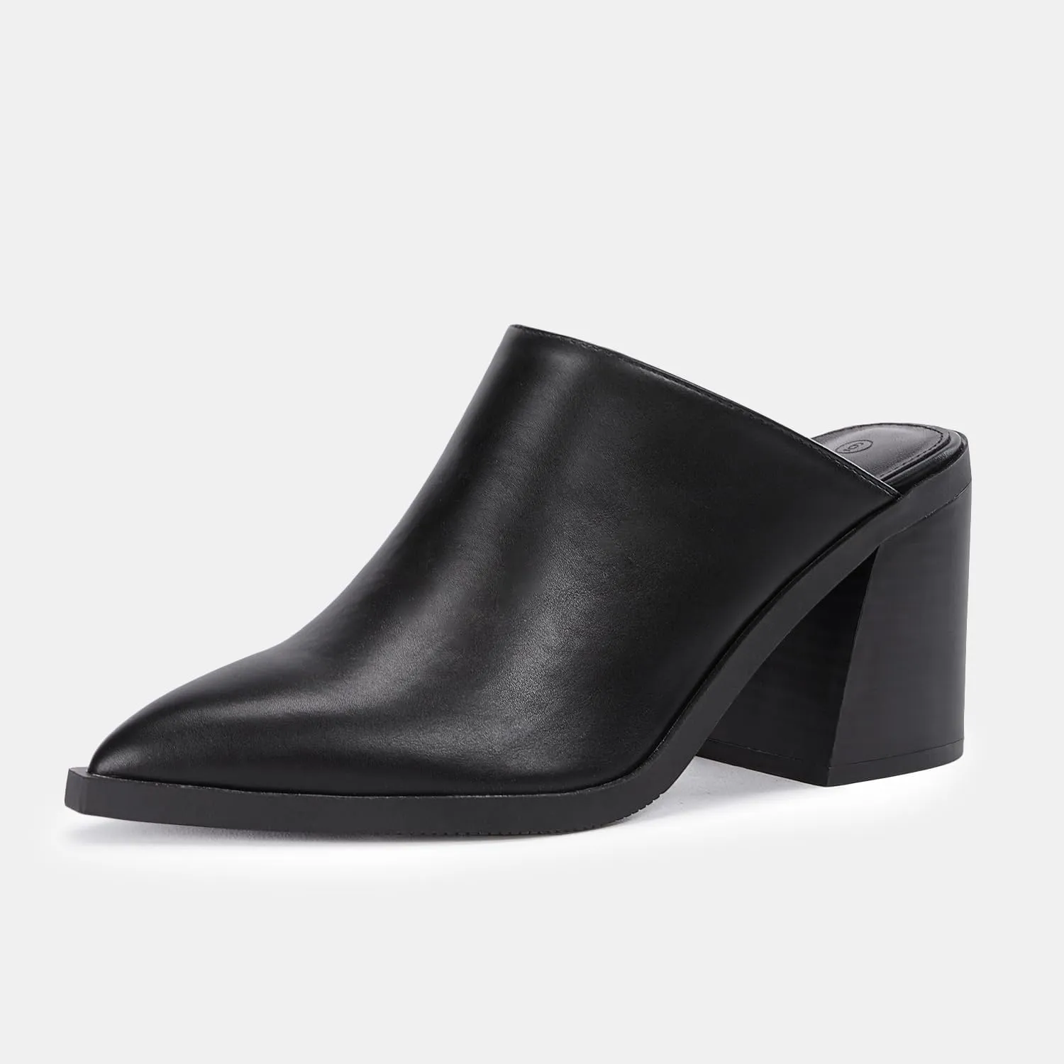 JeimPoey Womens Mules Pumps Point Closed Toe Slip-on Heels Stacked Chunky Block Heel Backless Clogs