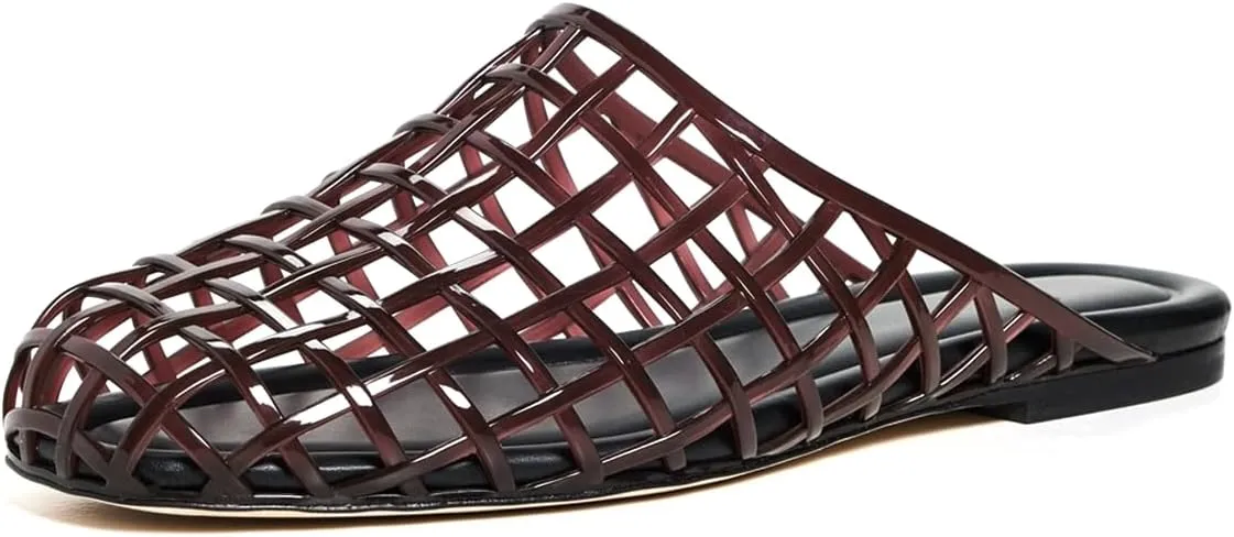 Jelly Shoes for Women Mesh Jelly Sandals Slides Closed Toe Flats Slip on Round Toe Summer Beach Slippers Mules