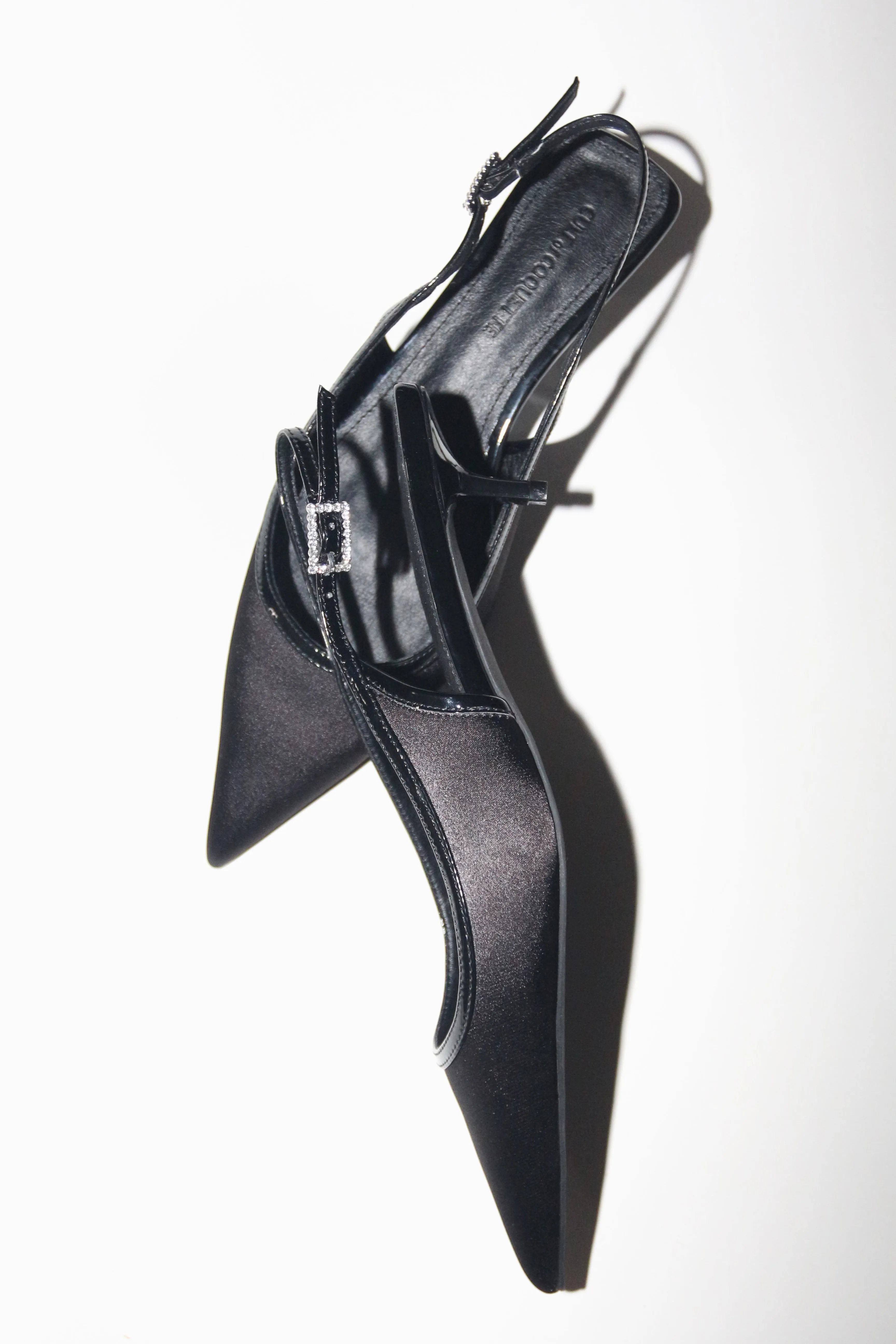 Jenna Black Satin Kitten Heel Slingback 40 mm