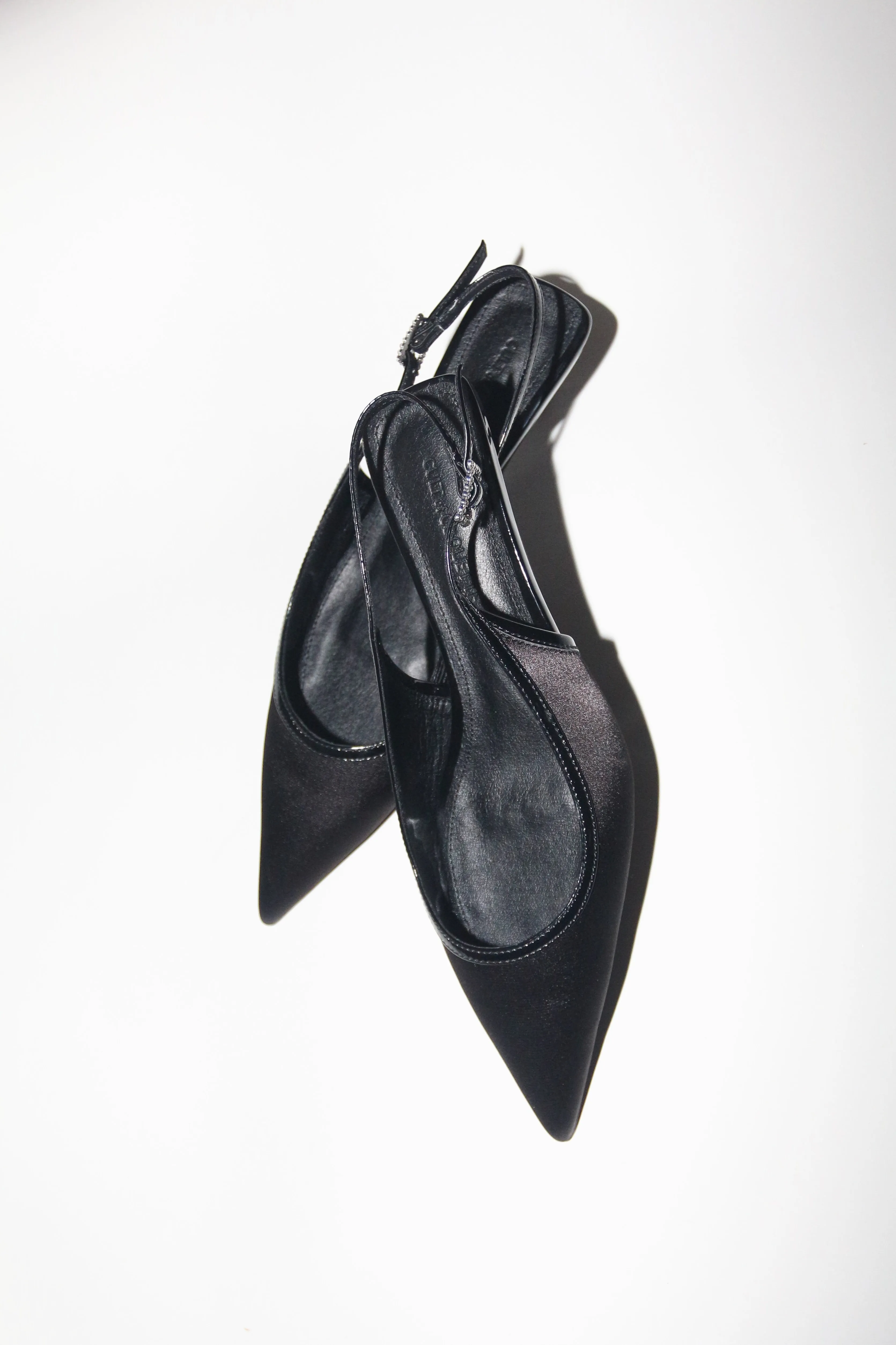 Jenna Black Satin Kitten Heel Slingback 40 mm