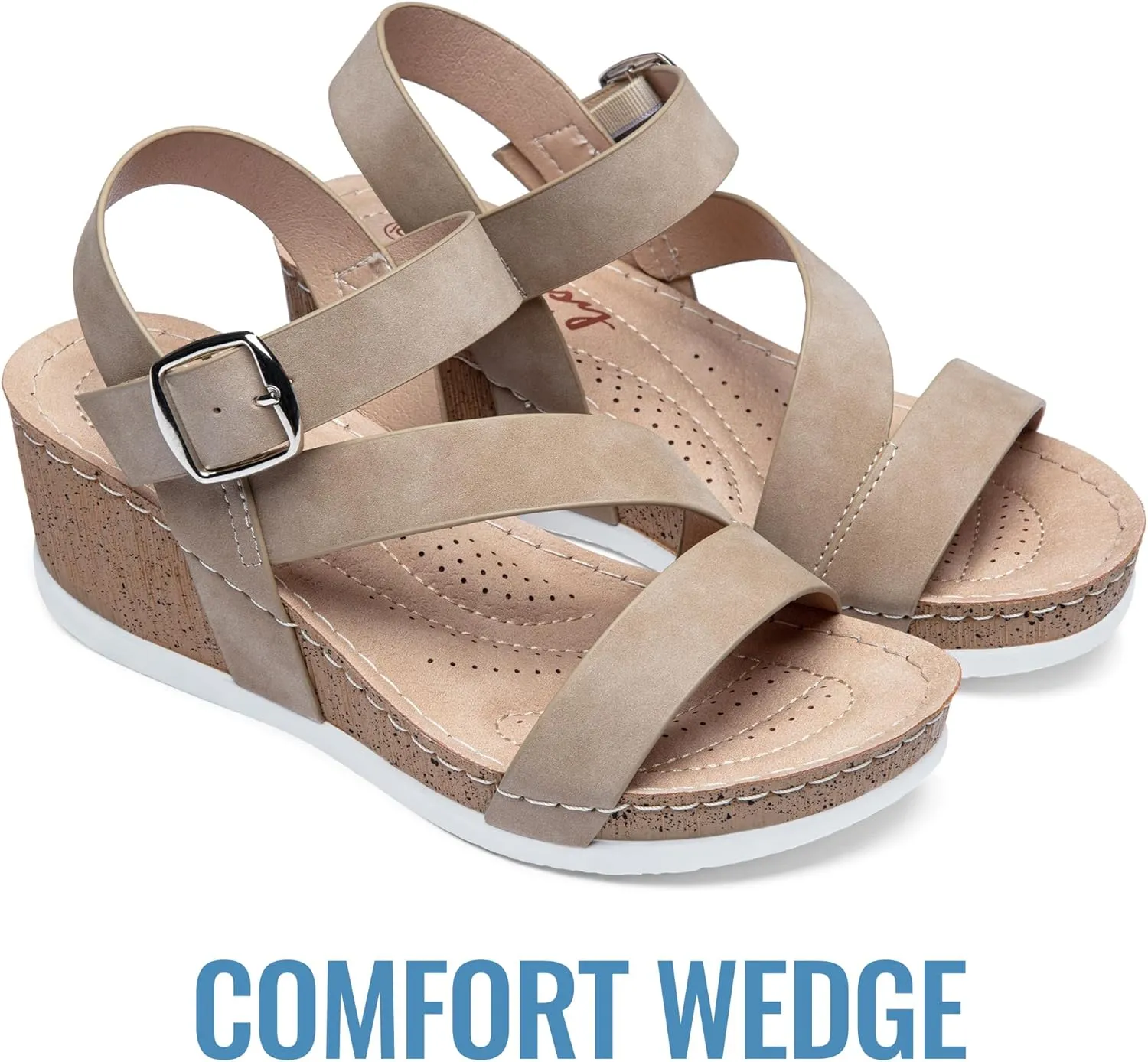 Jeossy Women's Platform Wedge Sandals 835 Comfortable Open Toe Ankle Strap Summer Walking Sandals with Buckle
