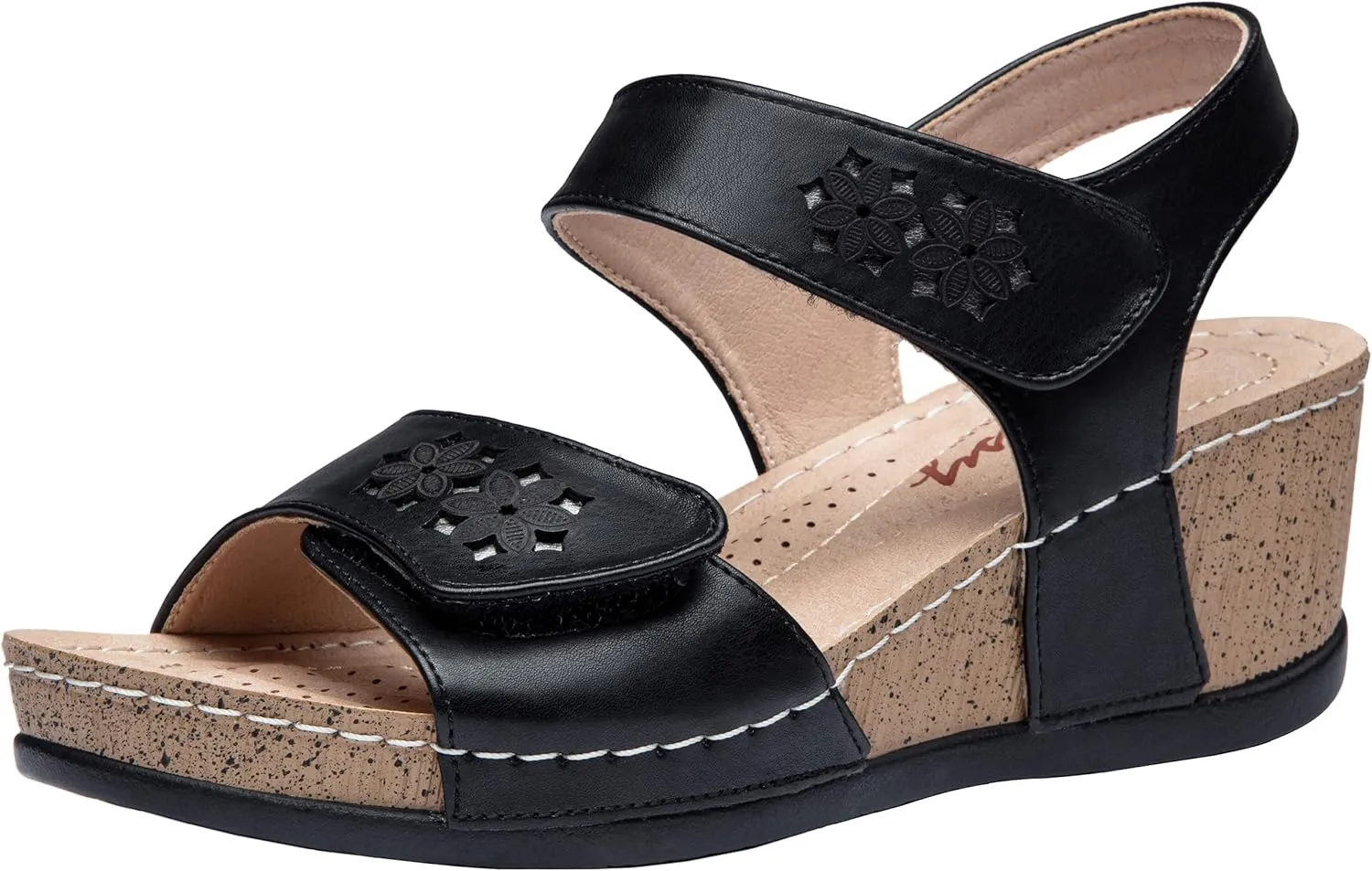 Jeossy Women's Platform Wedge Sandals 835 Comfortable Open Toe Ankle Strap Summer Walking Sandals with Buckle