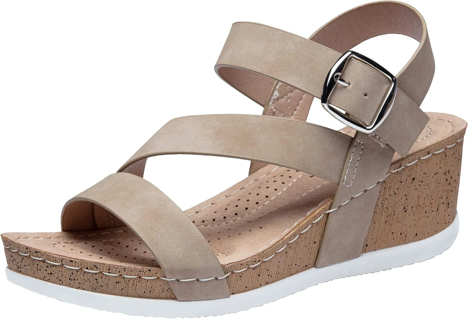 Jeossy Women's Platform Wedge Sandals 835 Comfortable Open Toe Ankle Strap Summer Walking Sandals with Buckle