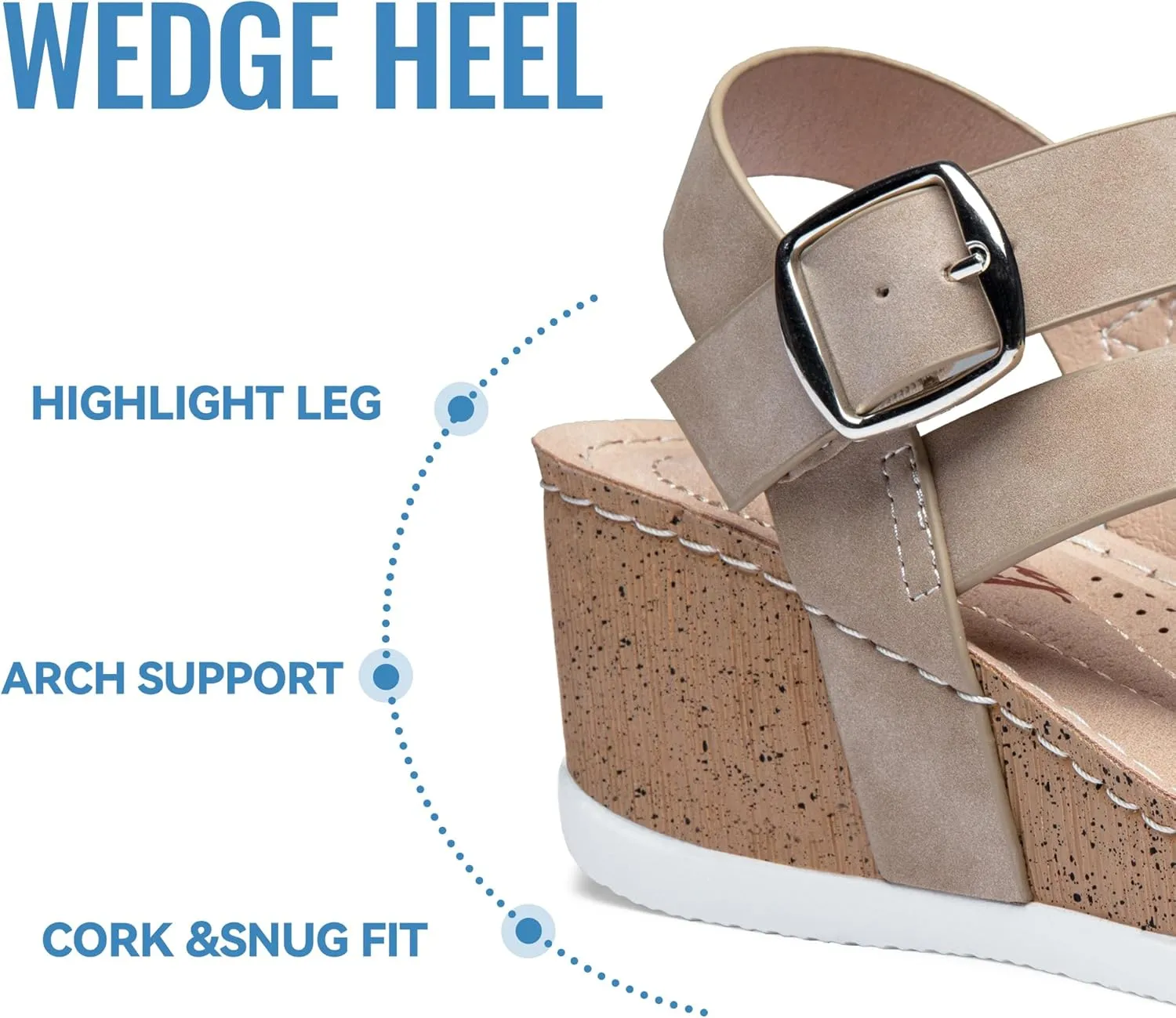Jeossy Women's Platform Wedge Sandals 835 Comfortable Open Toe Ankle Strap Summer Walking Sandals with Buckle