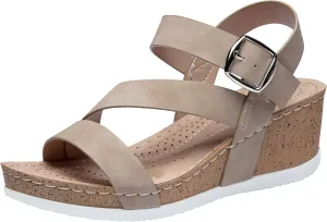 Jeossy Women's Platform Wedge Sandals 835 Comfortable Open Toe Ankle Strap Summer Walking Sandals with Buckle