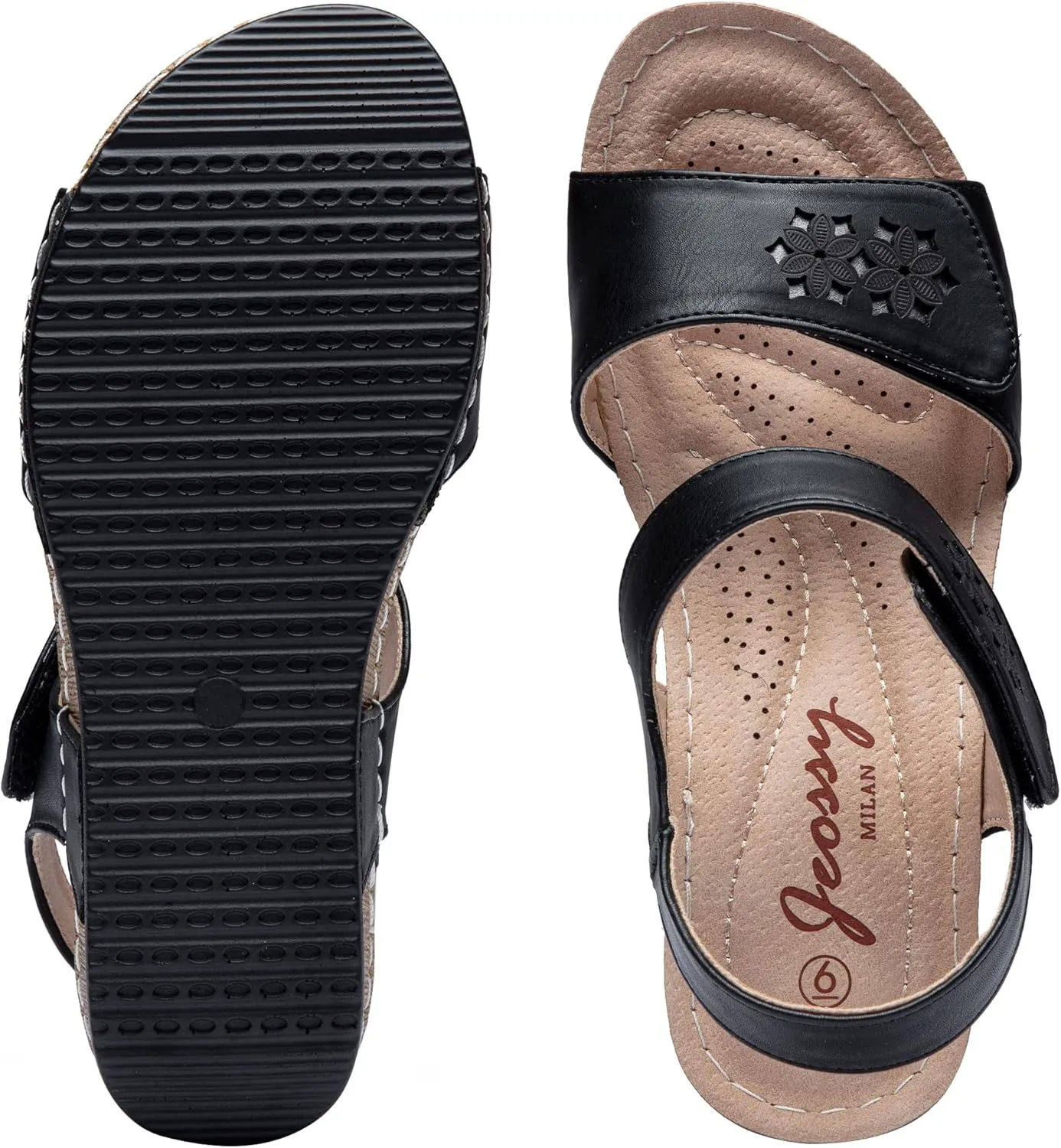 Jeossy Women's Platform Wedge Sandals 835 Comfortable Open Toe Ankle Strap Summer Walking Sandals with Buckle