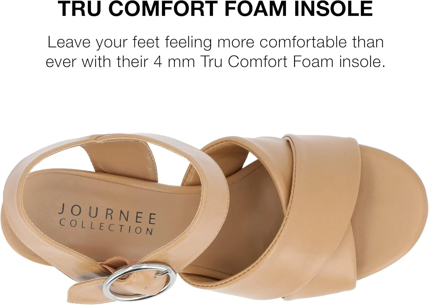 Journee Collection Women's Akeely Platform Sandals Buckle Ankle Strap Chunky Block Heel Crisscross Straps Open Round Toe
