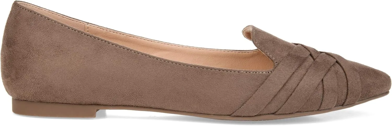 Journee Collection Womens Mindee Faux Suede Slip On Loafers Taupe 8 Medium (B,M)