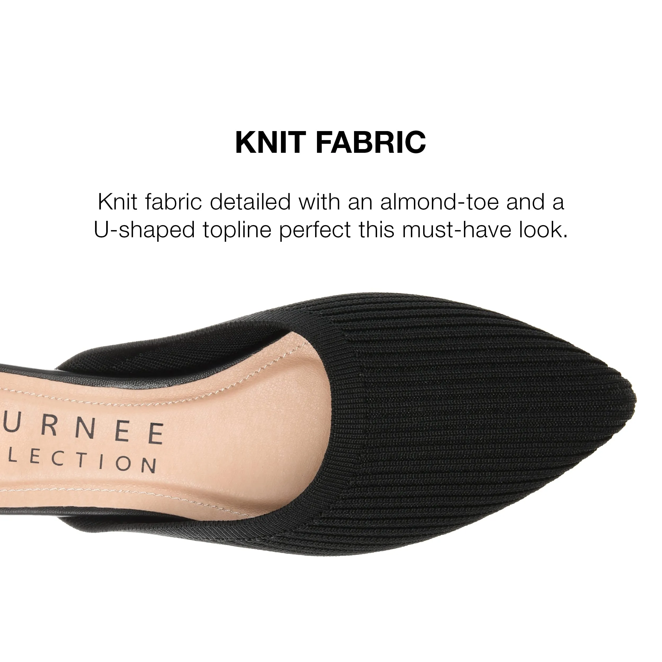 Journee Flat Knit Mules for Women - Closed Pointed Toe Slip-On Shoe - Comfortable Aniee Slide Black 8 Medium Womens US