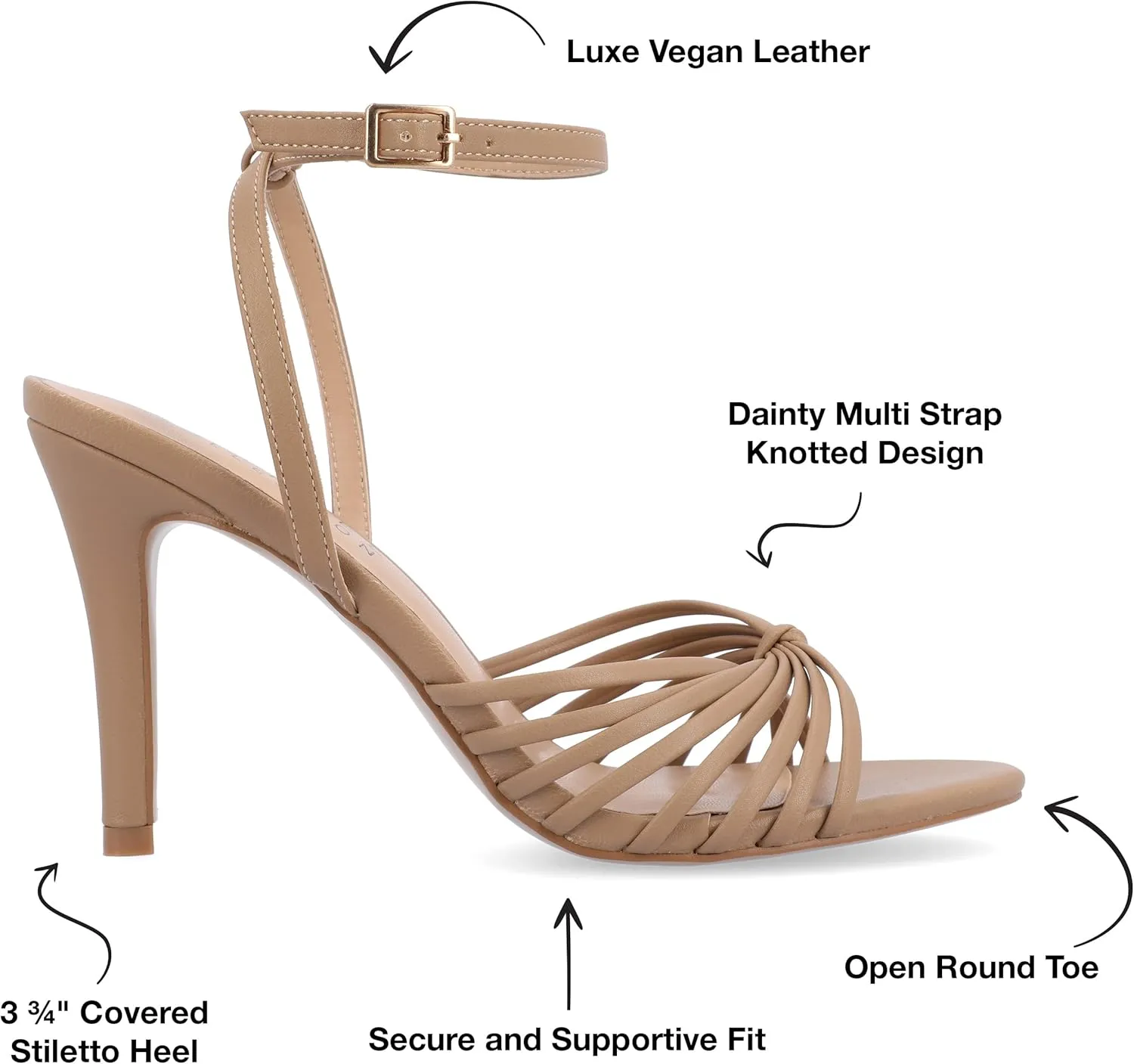 Journee Womens Vanita Multi Strap Stiletto Open Toe Dress Sandals