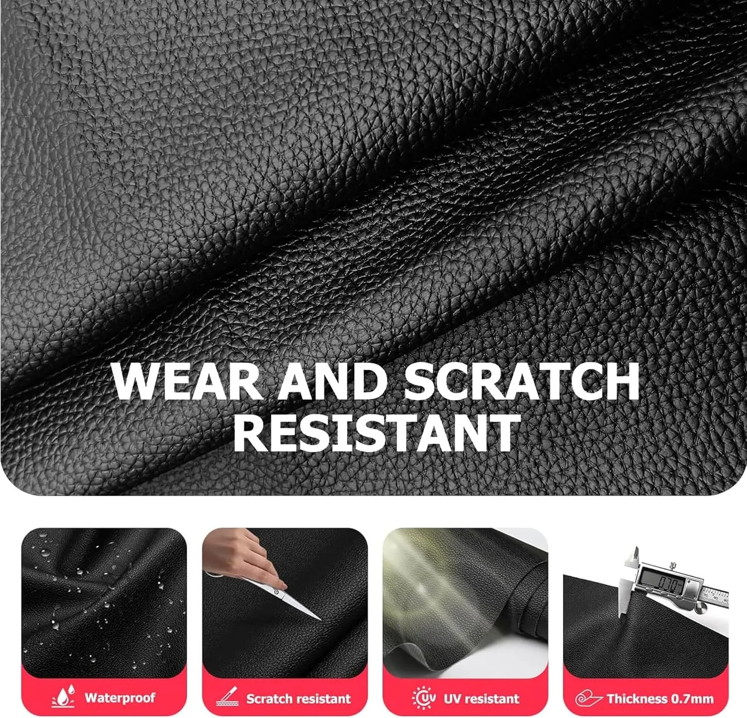 K-Musculo Vinyl Fabric, Marine Faux Leather Upholstery, for Upholstery Crafts, DIY Sewings, Sofa, Handbag, Earrings, Hair Bows Decorations (Black 54'' X 108'' inch 3Yd)