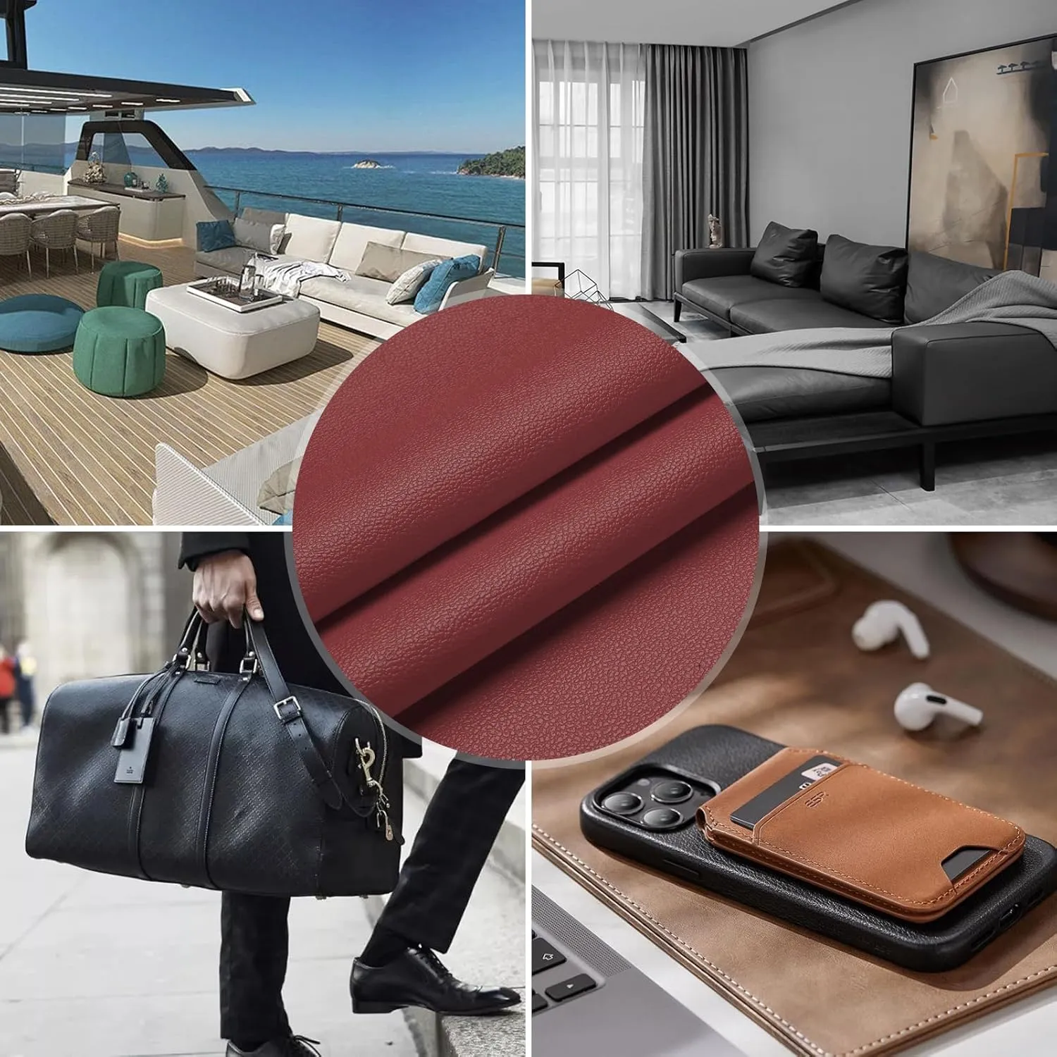 K-Musculo Vinyl Fabric, Marine Faux Leather Upholstery, for Upholstery Crafts, DIY Sewings, Sofa, Handbag, Earrings, Hair Bows Decorations (Wine Red 54 * 72inch)