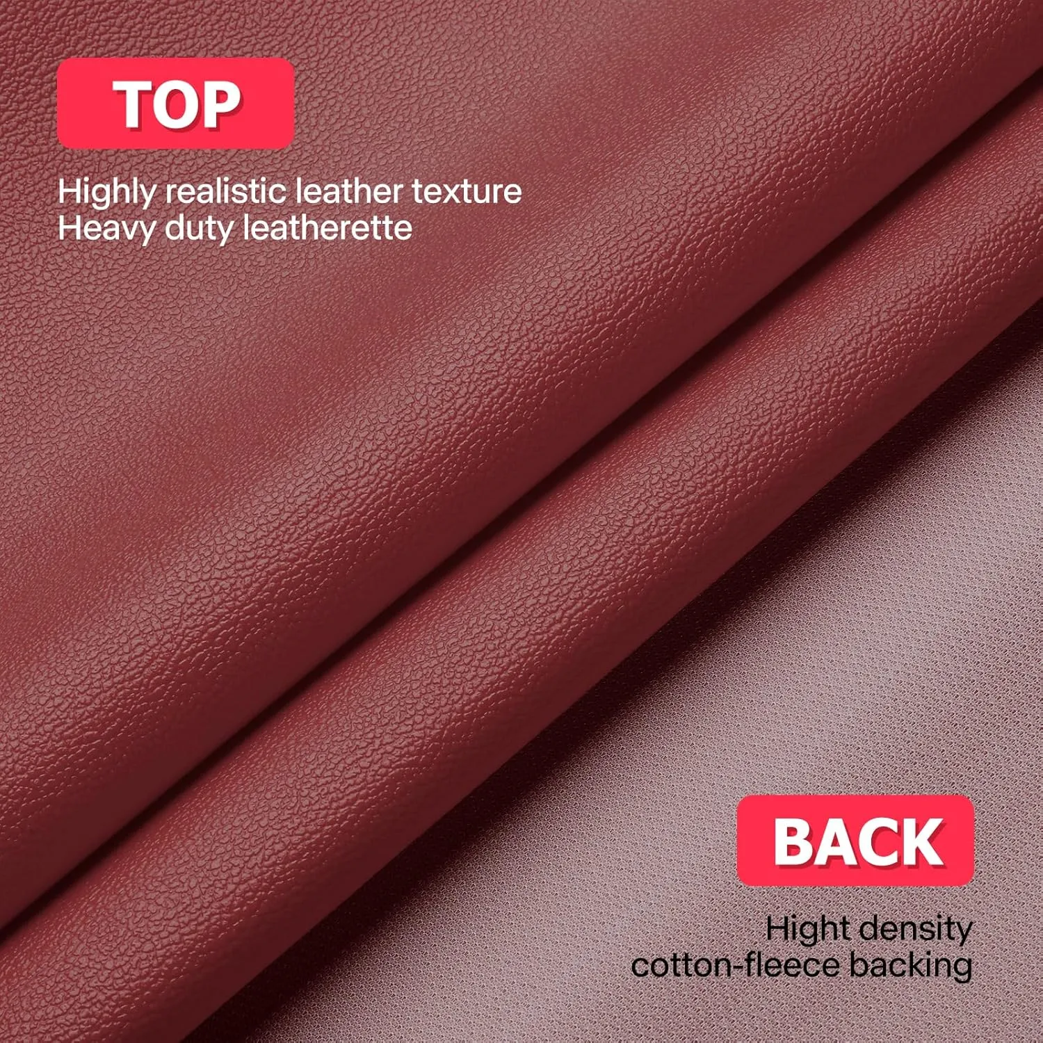 K-Musculo Vinyl Fabric, Marine Faux Leather Upholstery, for Upholstery Crafts, DIY Sewings, Sofa, Handbag, Earrings, Hair Bows Decorations (Wine Red 54 * 72inch)