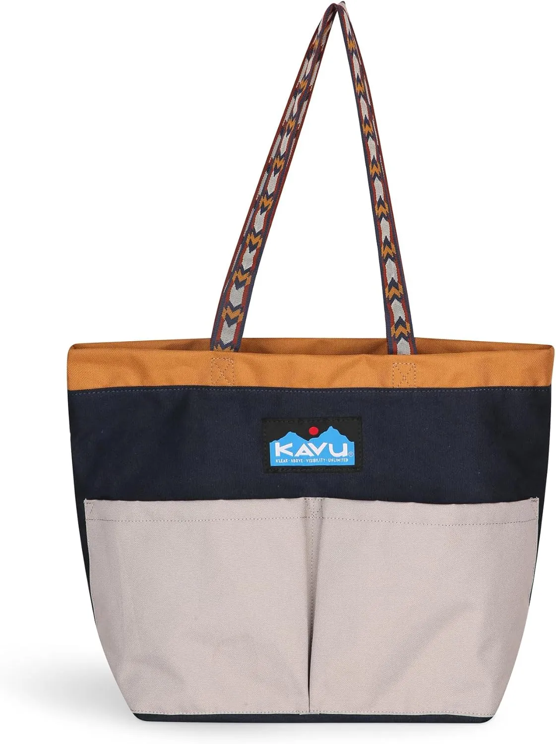 KAVU Twin Falls Tote Shoulder Strap Canvas Color Block Bag