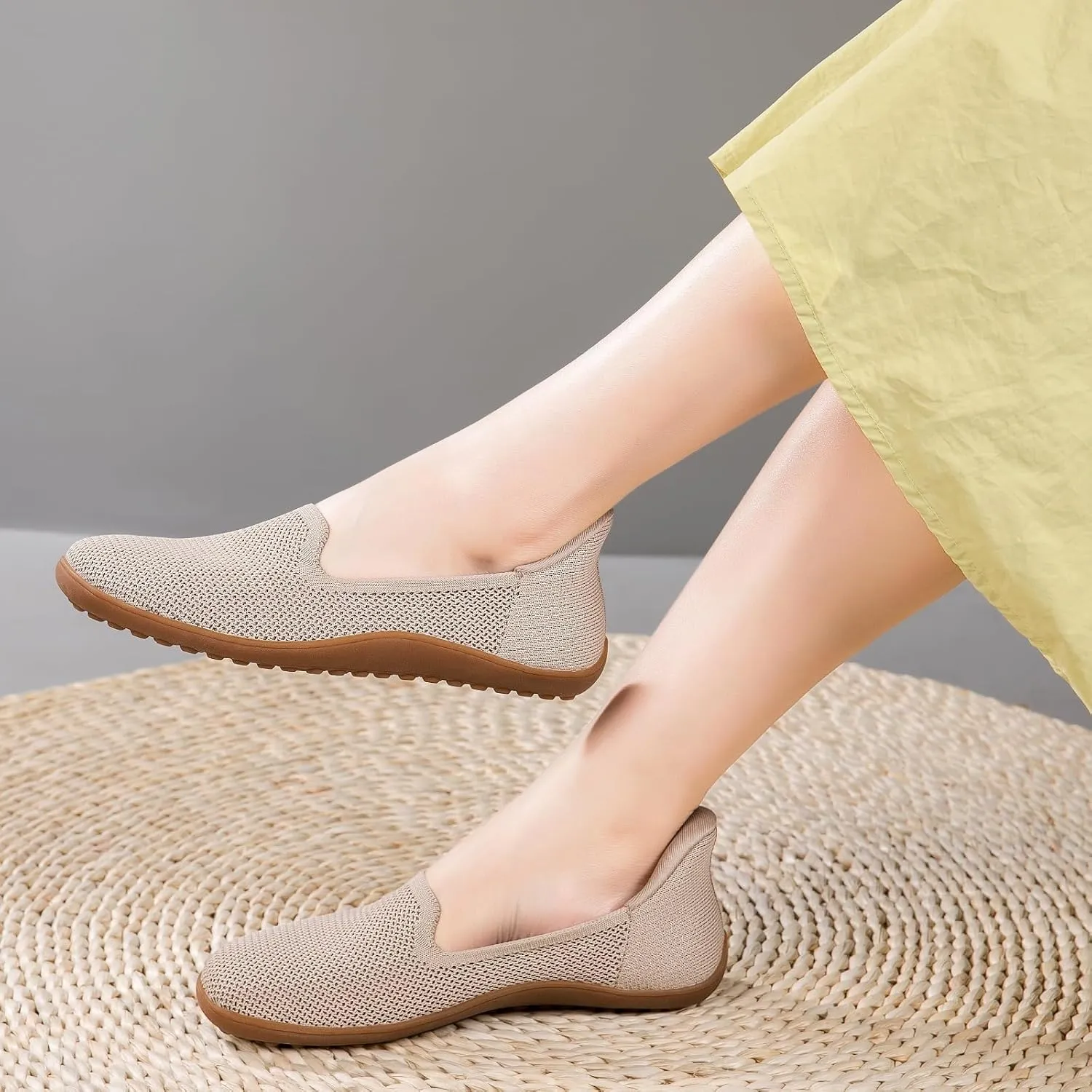 KBZone Women's Wide Toe Box Slip on Flats Shoes Comfortable Round Toe Mesh Loafers Walking Shoes