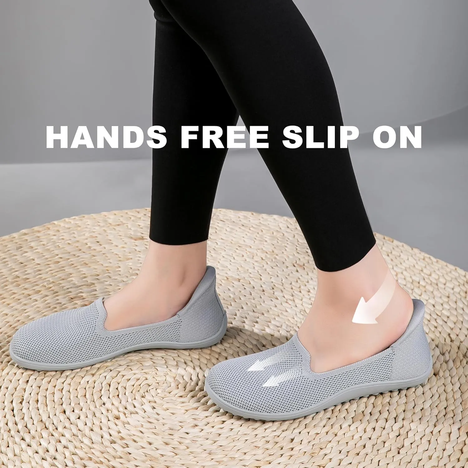 KBZone Women's Wide Toe Box Slip on Flats Shoes Comfortable Round Toe Mesh Loafers Walking Shoes