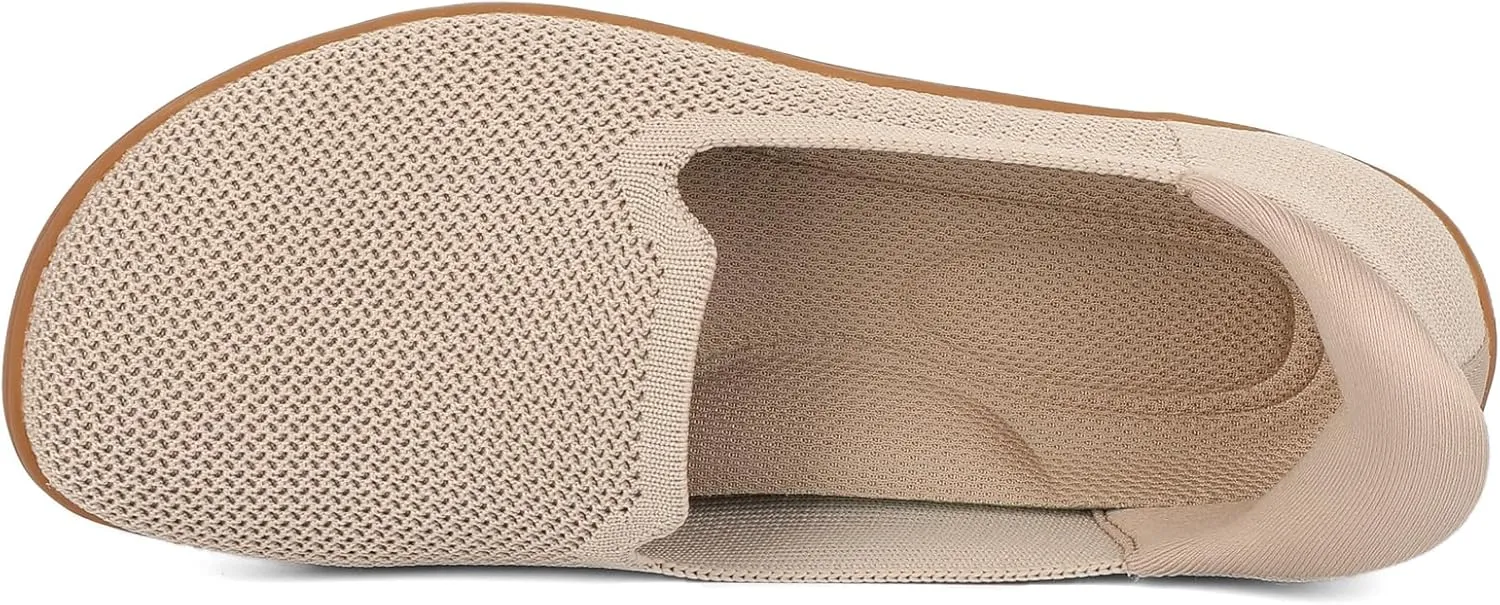 KBZone Women's Wide Toe Box Slip on Flats Shoes Comfortable Round Toe Mesh Loafers Walking Shoes