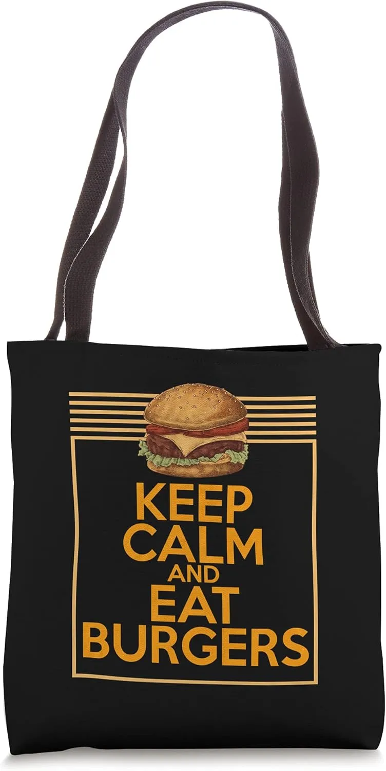 Keep Calm And Eat Burgers Restaurant Patty Bun Lettuce Top Tote Bag