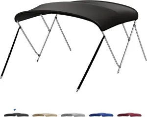KEMIMOTO Bimini Top for Boat, Bimini Tops Cover 600D Marine Grade Canvas Boat Canopy with 6ft Length 54 in - 96 in Width 46 in Height, Includes Mounting Hardware, Straps Rear Support Poles