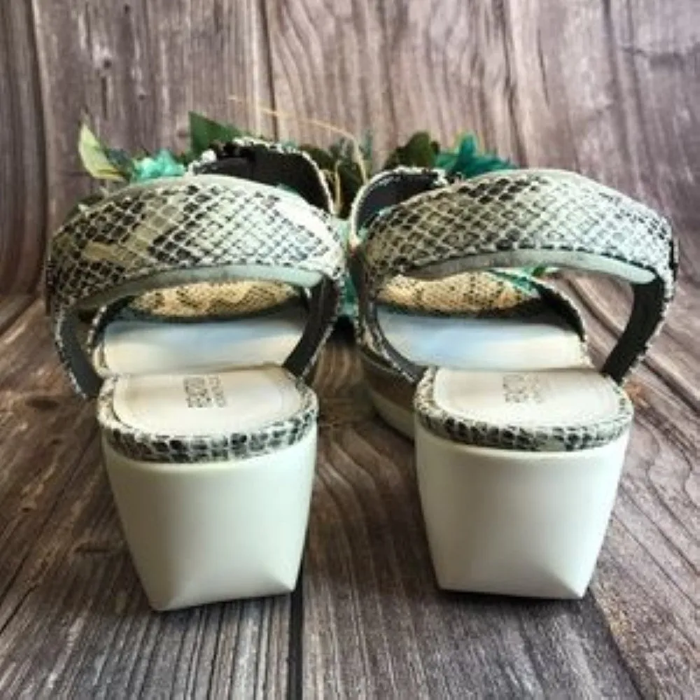 KENNETH COLE REACTION Pepea Snakeskin Zip Wedge Sandals 11M