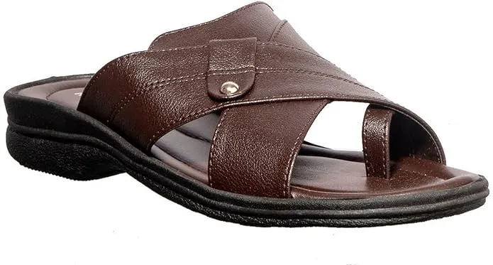 Khadim's Men Synthetic Solid Brown Sandal