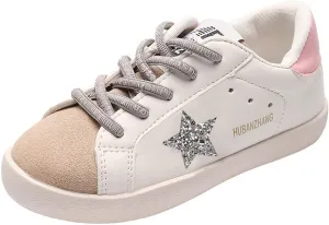 Kids Glitter Star Lightweight Sneakers Slip On Loafers Outdoor Casual Running Sports Shoes for Girls Boys