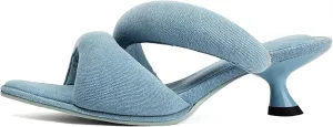 Kitten Heel Mules for Women Slip On Point Open Toe Heeled Mules