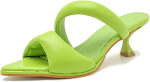 Kitten Heel Mules for Women Slip On Point Open Toe Heeled Mules