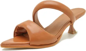 Kitten Heel Mules for Women Slip On Point Open Toe Heeled Mules