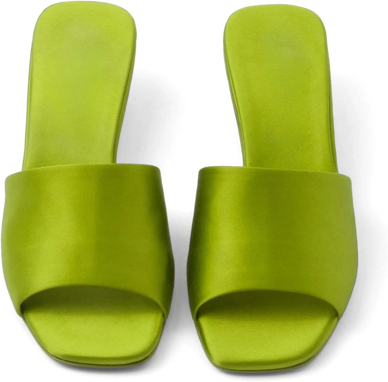 Kitten Heels Mules for Women, Satin Peep Square Toe Slingback Slip On Sandals for Dressy Casual