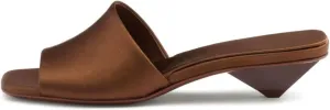 Kitten Heels Mules for Women, Satin Peep Square Toe Slingback Slip On Sandals for Dressy Casual
