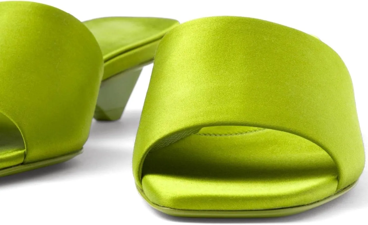 Kitten Heels Mules for Women, Satin Peep Square Toe Slingback Slip On Sandals for Dressy Casual