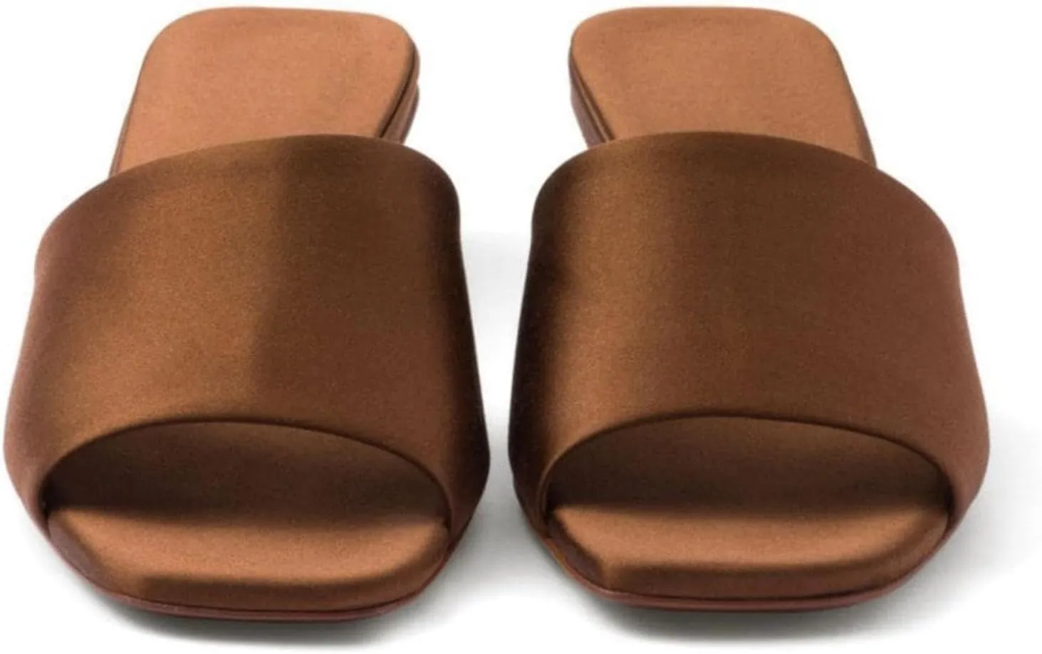 Kitten Heels Mules for Women, Satin Peep Square Toe Slingback Slip On Sandals for Dressy Casual