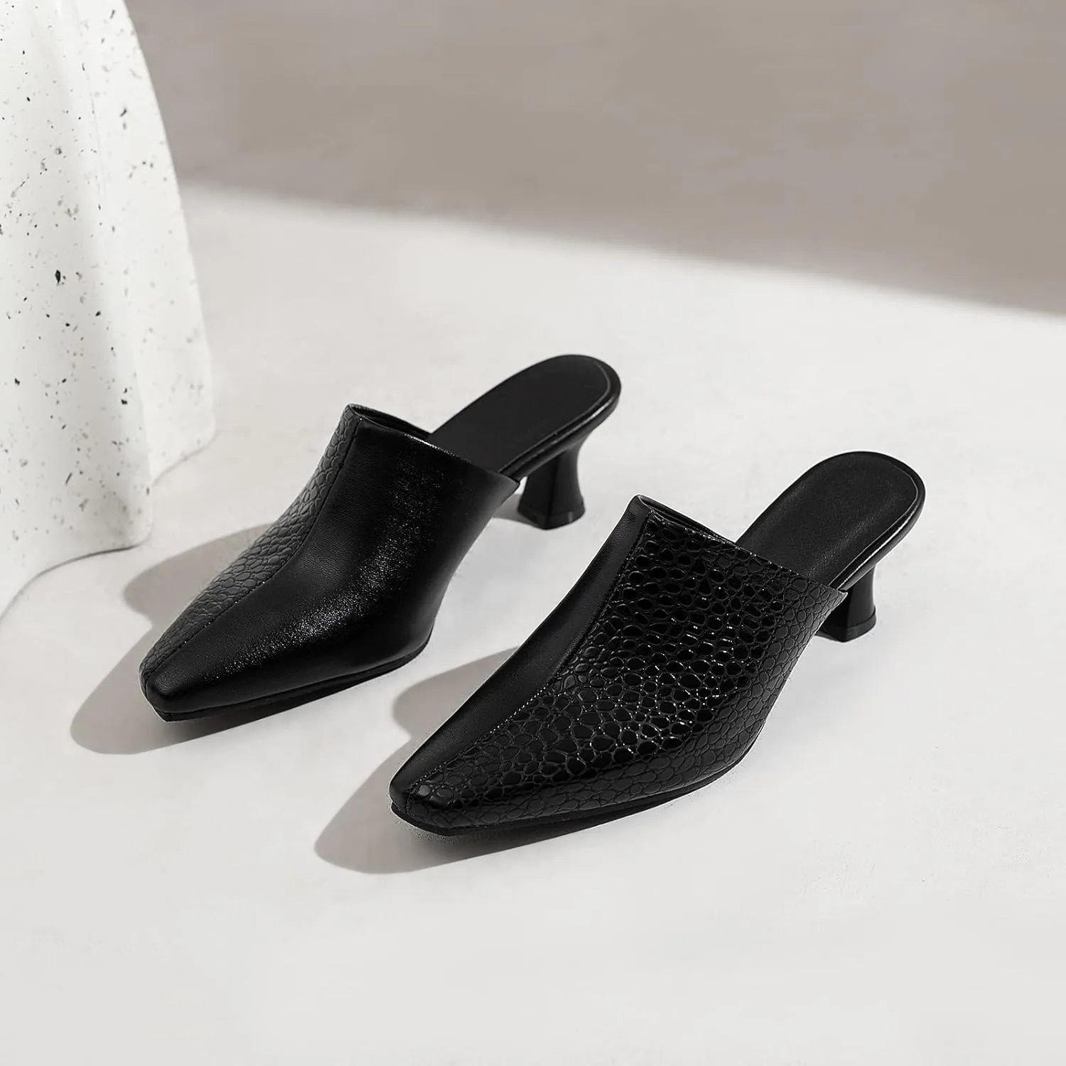 Kitten Heels Mules Womens Pointed Toe Slippers