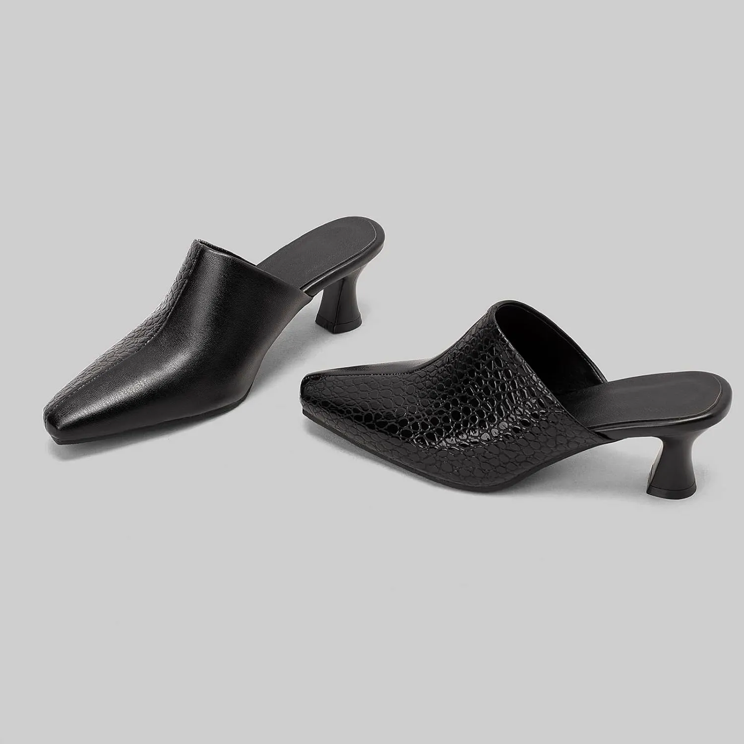 Kitten Heels Mules Womens Pointed Toe Slippers