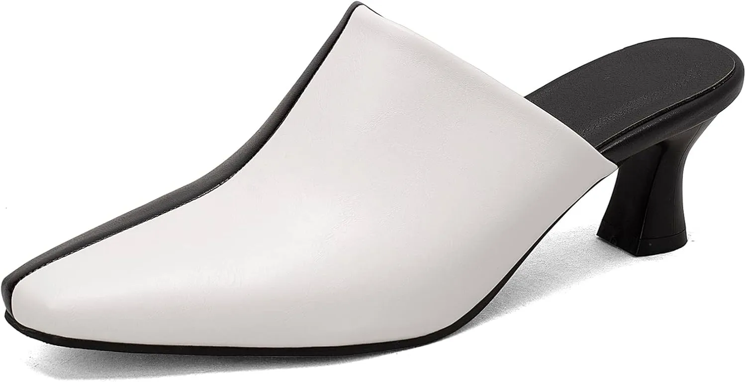 Kitten Heels Mules Womens Pointed Toe Slippers