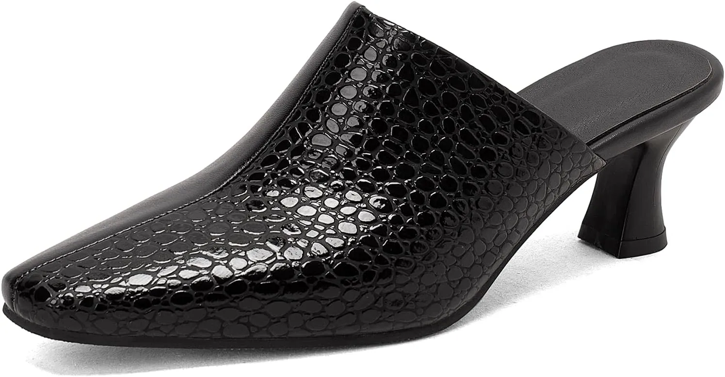 Kitten Heels Mules Womens Pointed Toe Slippers