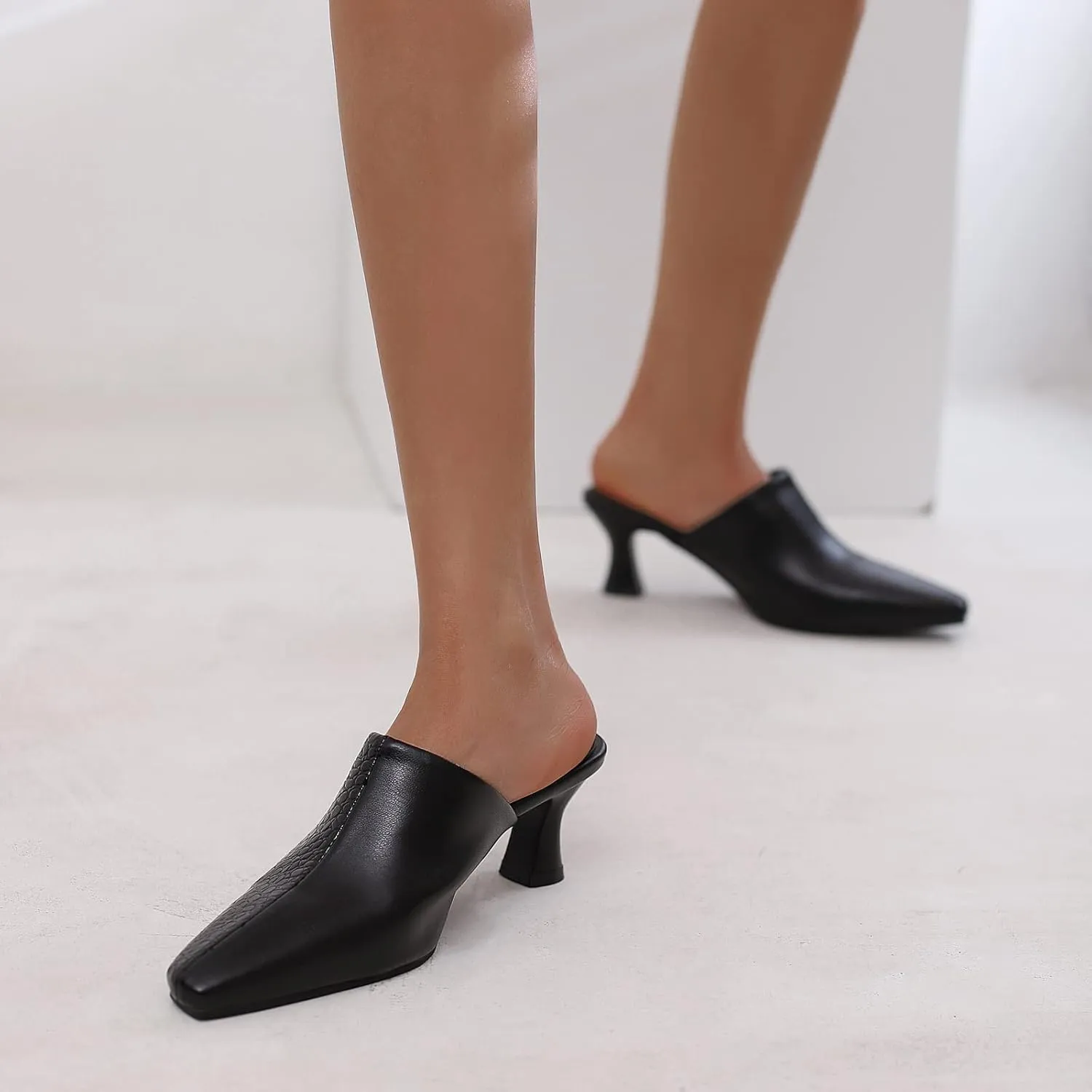 Kitten Heels Mules Womens Pointed Toe Slippers