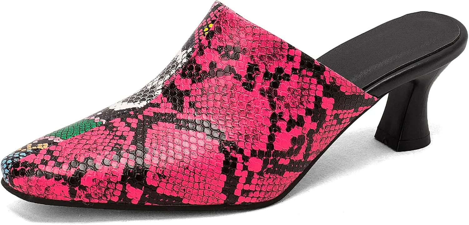 Kitten Heels Mules Womens Pointed Toe Slippers
