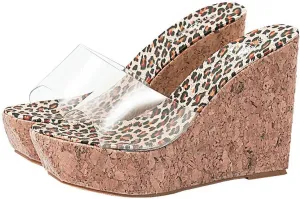 KOKOMOMO Womens Wedges Heels Platform Peep Open Toe Mules Wedge Slide Sandals Summer Beach Shoes