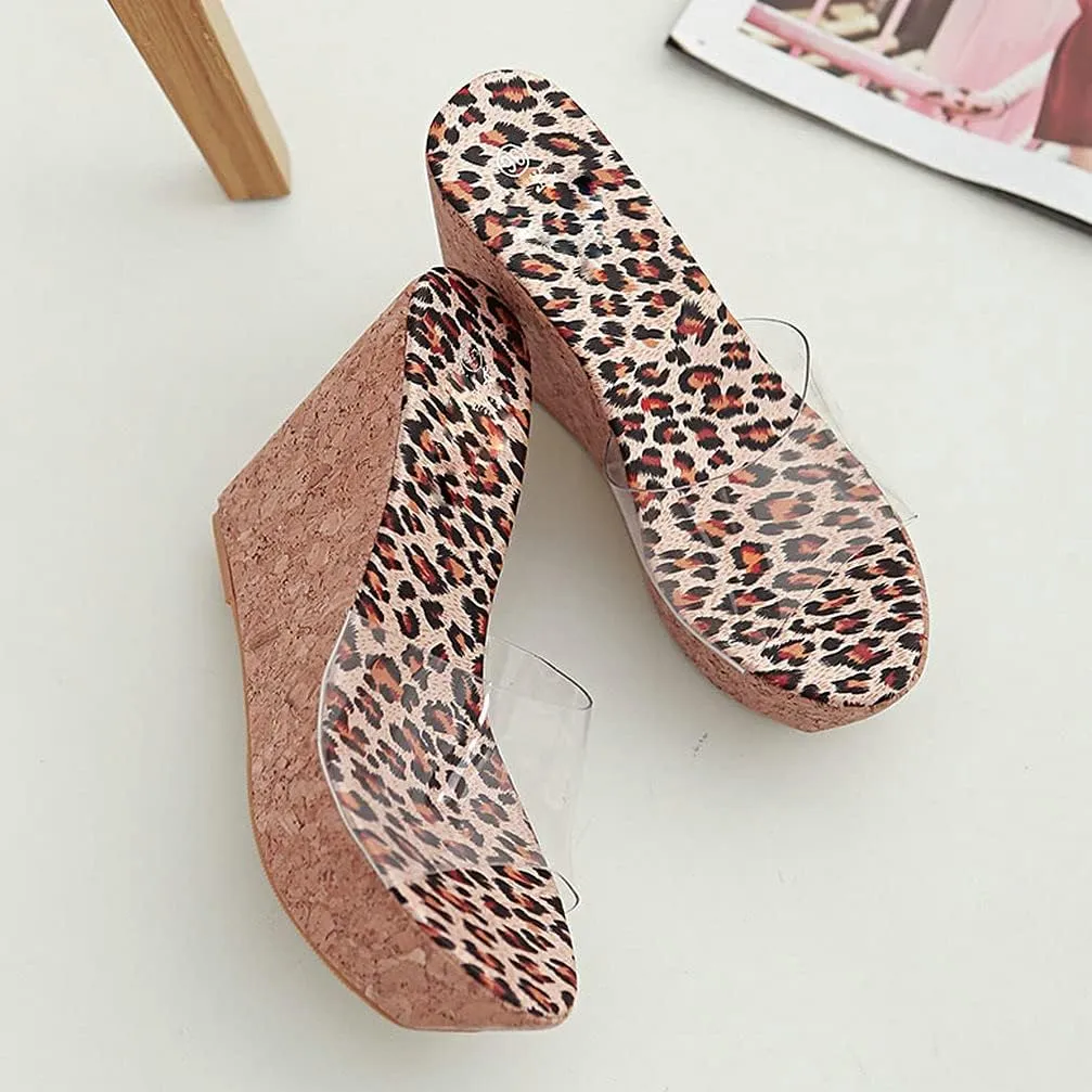 KOKOMOMO Womens Wedges Heels Platform Peep Open Toe Mules Wedge Slide Sandals Summer Beach Shoes