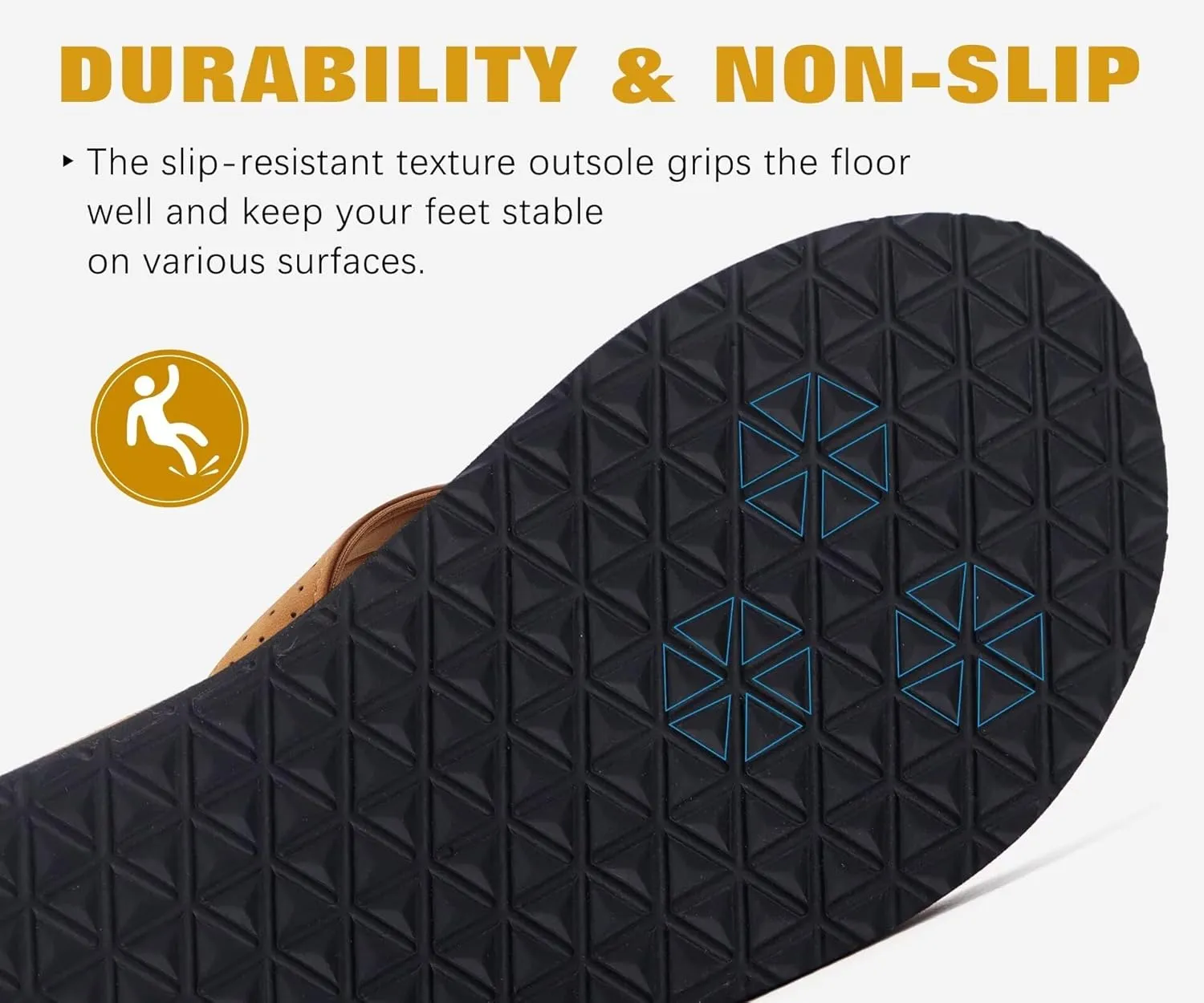 KuaiLu Men's Yoga Mat Leather Flip Flops with Arch Support Comfortable Cushion Walking Thong Sandals Slip On Indoor Outdoor