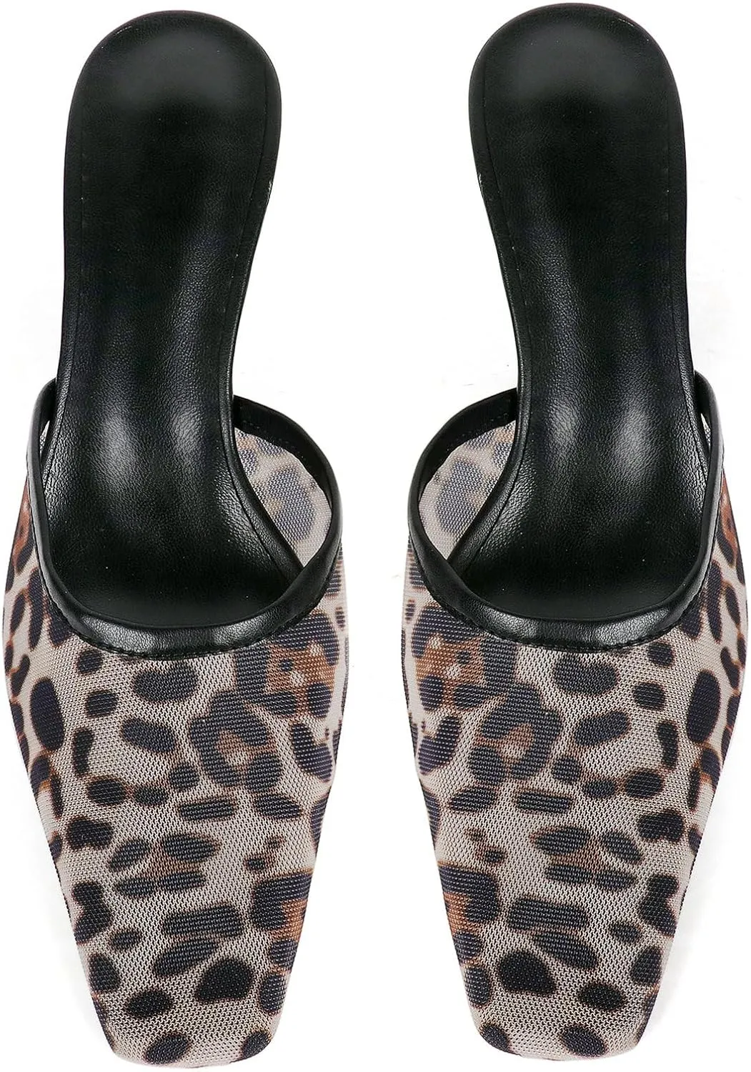 KysBloes Kitten Heel Mules for Women Square Toe Slip On Pumps Low Heel Slides Backless Dress Casual Shoes