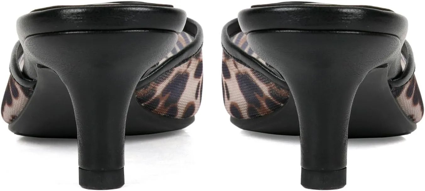 KysBloes Kitten Heel Mules for Women Square Toe Slip On Pumps Low Heel Slides Backless Dress Casual Shoes