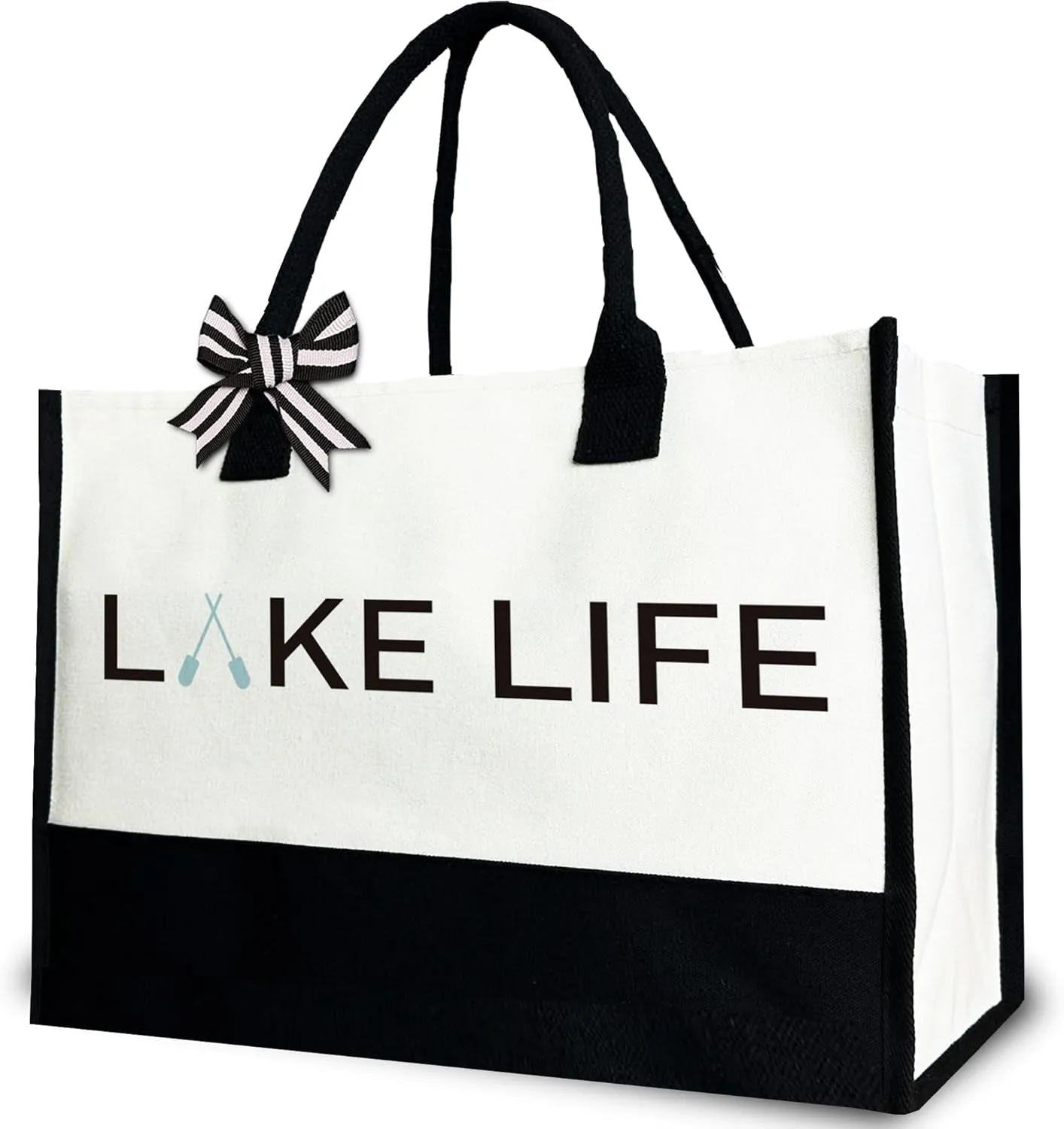 Lake Life Tote Bag, Beach Canvas Tote Bag Gift for Women, Funny Boat Accessories, 12x17 inch