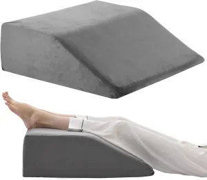 Leg Elevation Pillows, Leg Pillows for Sleeping, Cooling Gel Memory Foam Top, Wedge Pillow for Legs, Leg Wedges for Circulation, Swelling, After Surgery - Removable Cover (6 Inch, Dark Grey)