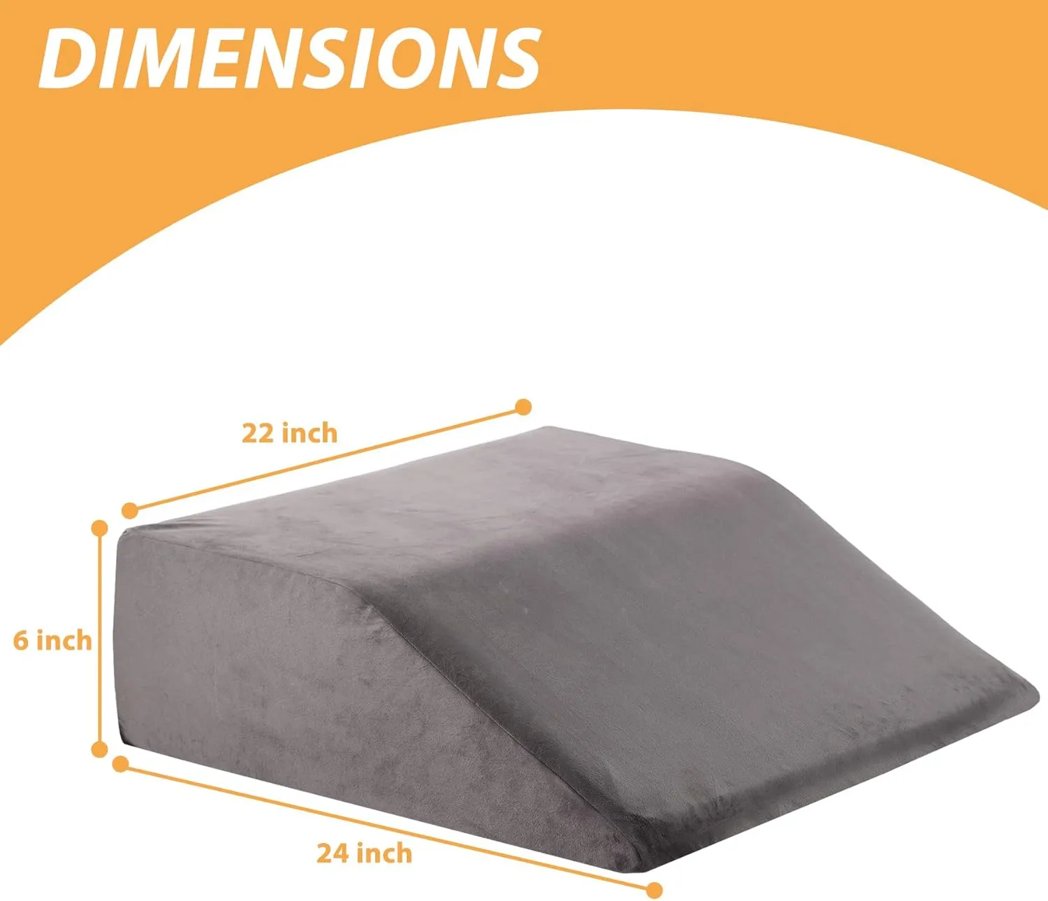 Leg Elevation Pillows, Leg Pillows for Sleeping, Cooling Gel Memory Foam Top, Wedge Pillow for Legs, Leg Wedges for Circulation, Swelling, After Surgery - Removable Cover (6 Inch, Dark Grey)