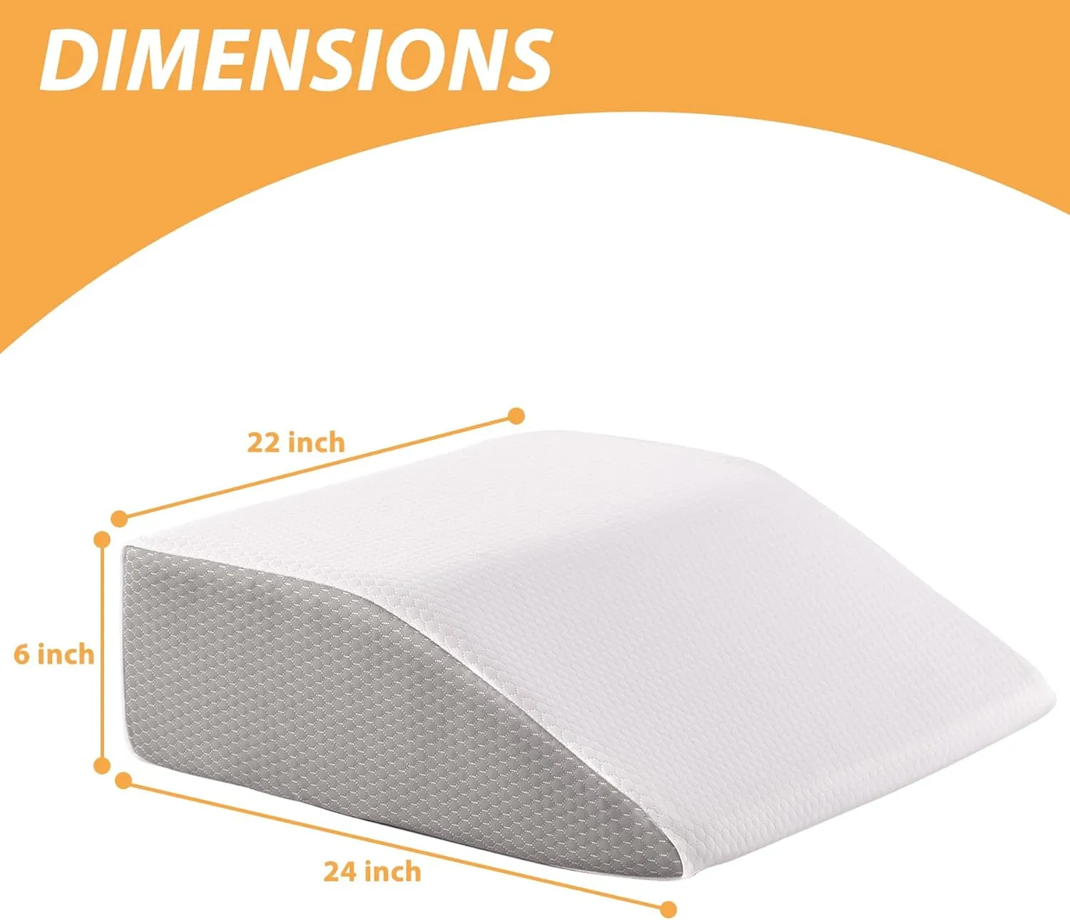 Leg Elevation Pillows, Leg Pillows for Sleeping, Cooling Gel Memory Foam Top, Wedge Pillow for Legs, Leg Wedges for Circulation, Swelling, After Surgery - Removable Cover (6 Inch, White/Grey)