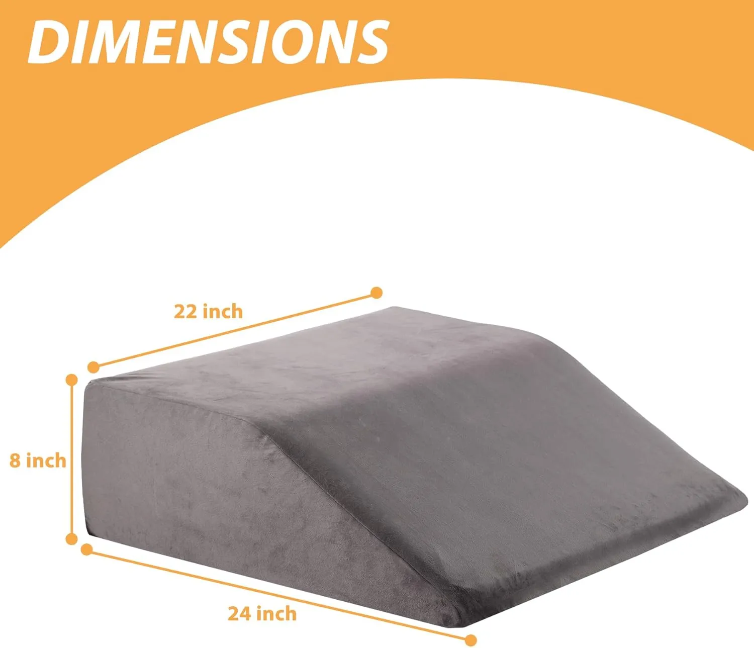 Leg Elevation Pillows, Leg Pillows for Sleeping, Cooling Gel Memory Foam Top, Wedge Pillow for Legs, Leg Wedges for Circulation, Swelling, After Surgery - Removable Cover (8 Inch, Dark Grey)