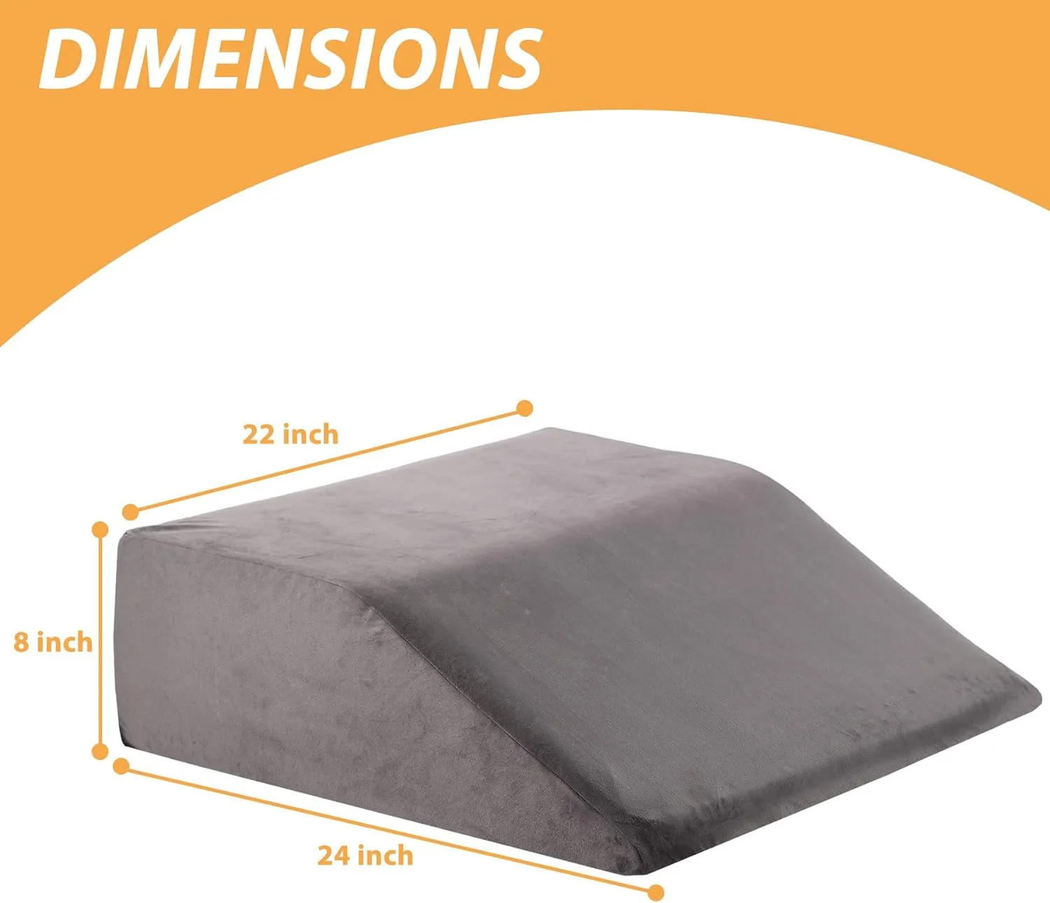 Leg Elevation Pillows, Leg Pillows for Sleeping, Cooling Gel Memory Foam Top, Wedge Pillow for Legs, Leg Wedges for Circulation, Swelling, After Surgery - Removable Cover (8 Inch, Dark Grey)